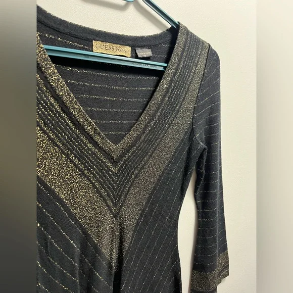 Guess Black Dress with Gold Stripes - Picture 2 of 3